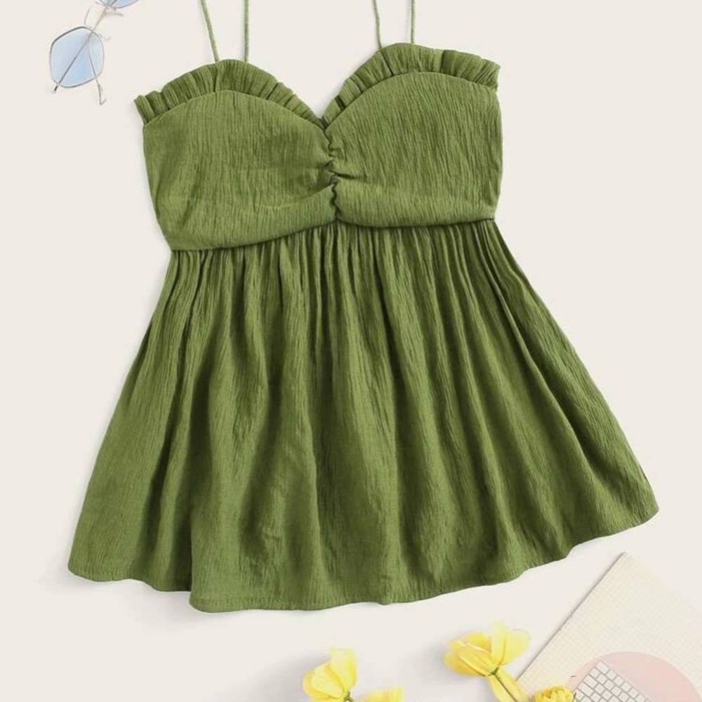 SHEIN Solid Frill Trim Cami Top